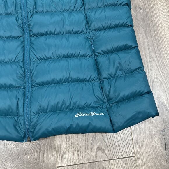 Eddie Bauer Vest Womens 2XL XXL Green Turquoise EB 650 Down Puffer Full Zip Up - Picture 3 of 8